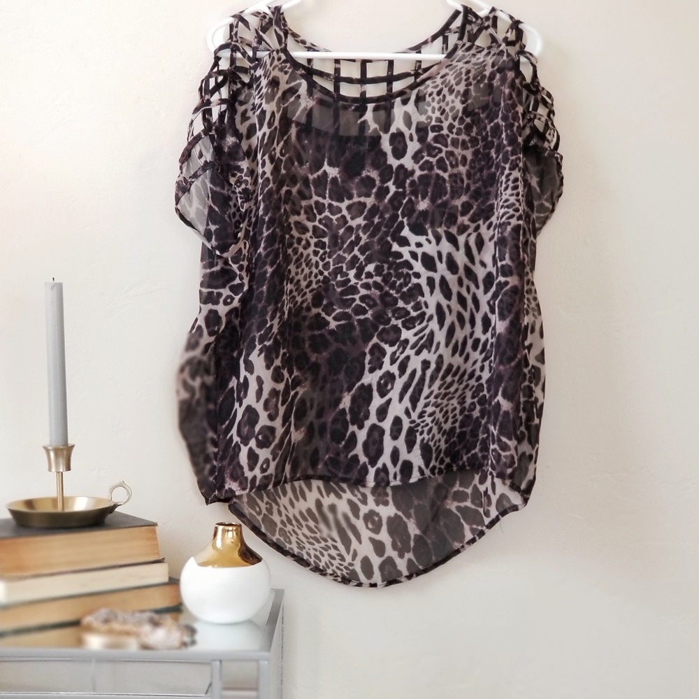 RUE21 sheer animal print blouse (S)